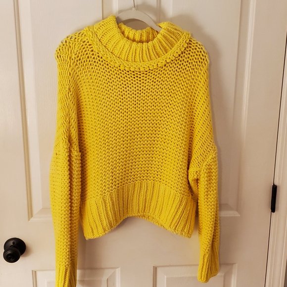 Free People Yellow My Only Sunshine Sweater - Size Medium - Picture 2 of 5